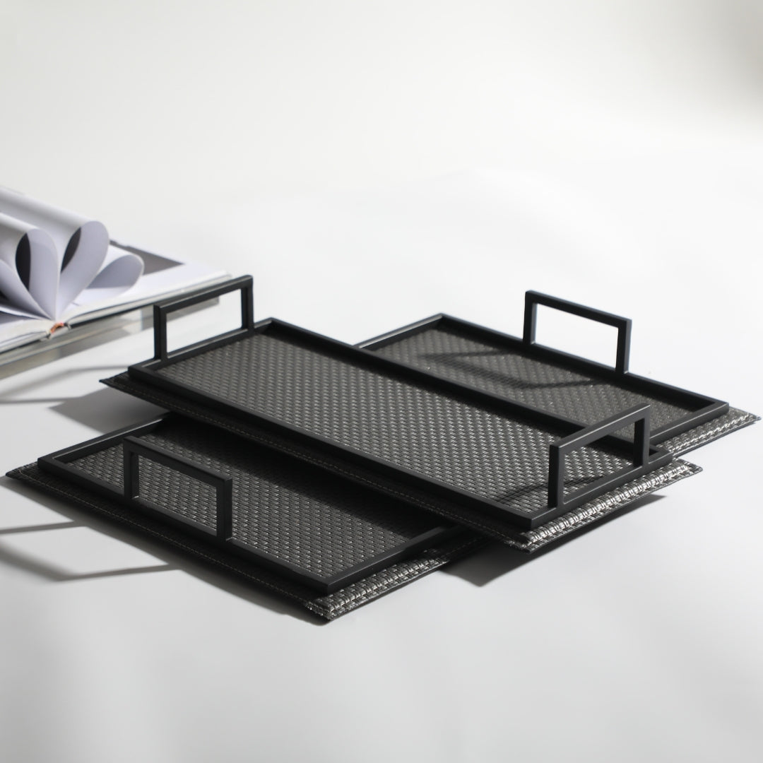 Majestic Grey Leather Classic Decorative Tray