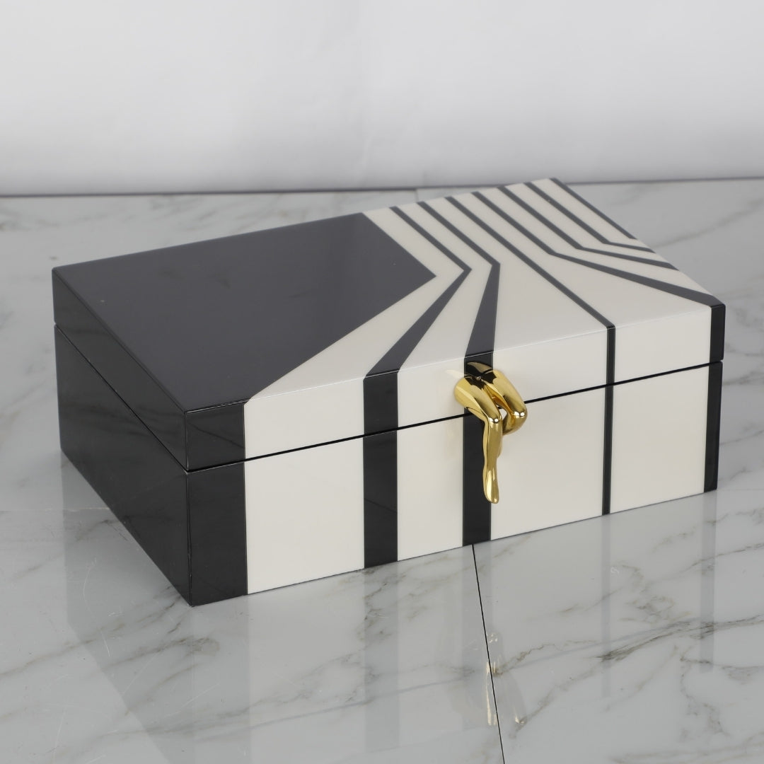 Elegance in Contrast Black & White MDF Storage Box