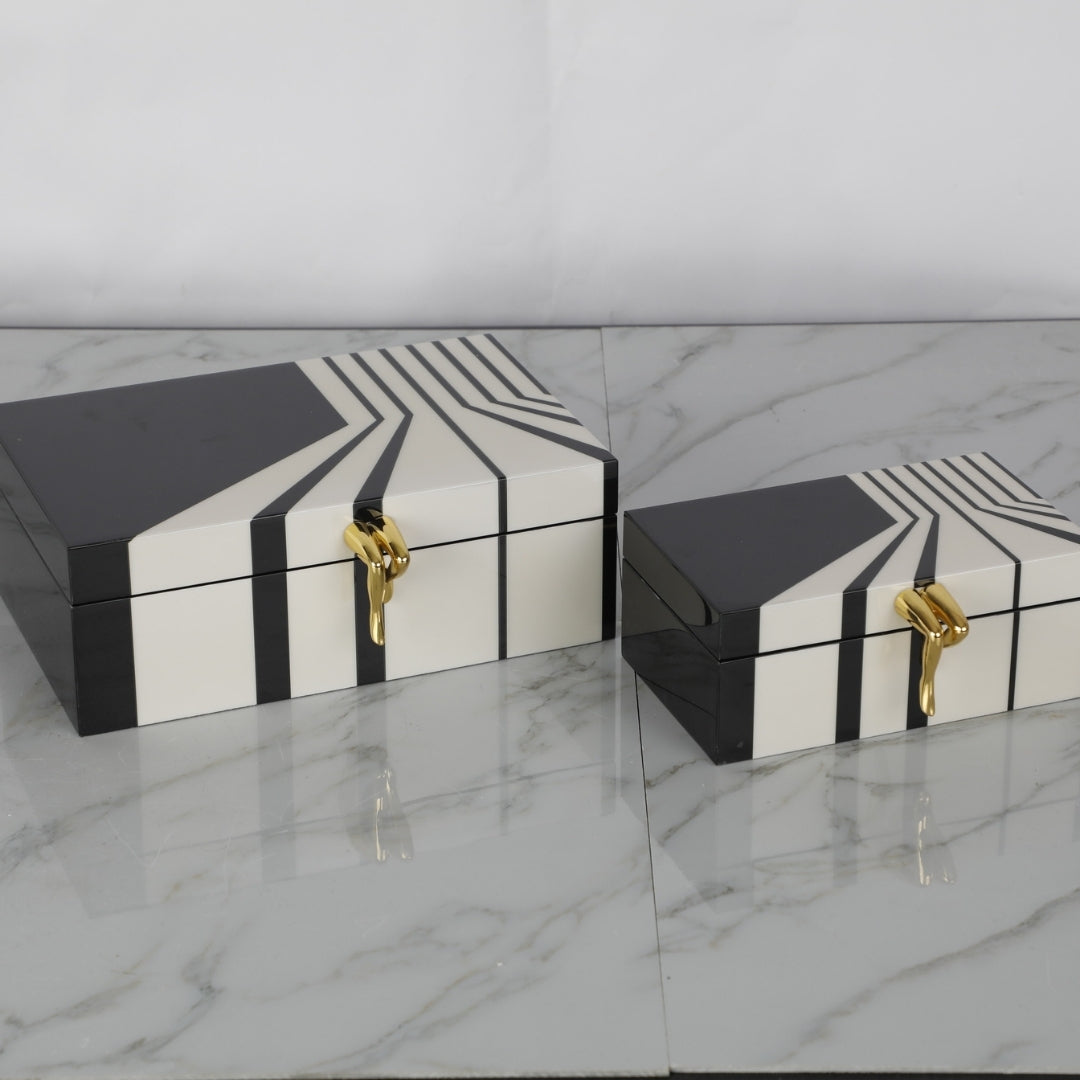 Elegance in Contrast Black & White MDF Storage Box