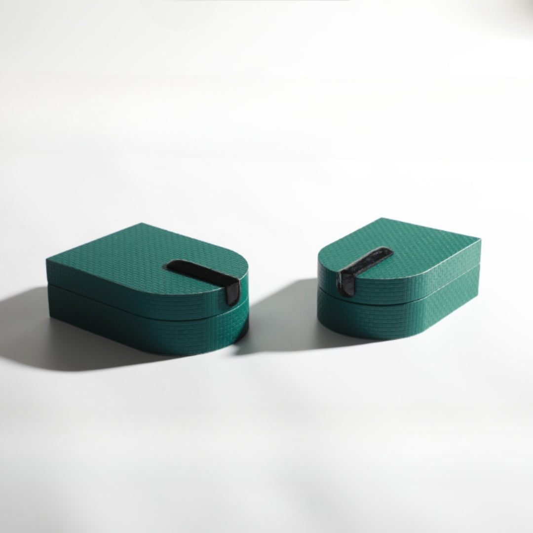 Chic Green PU Leather and MDF Storage Box
