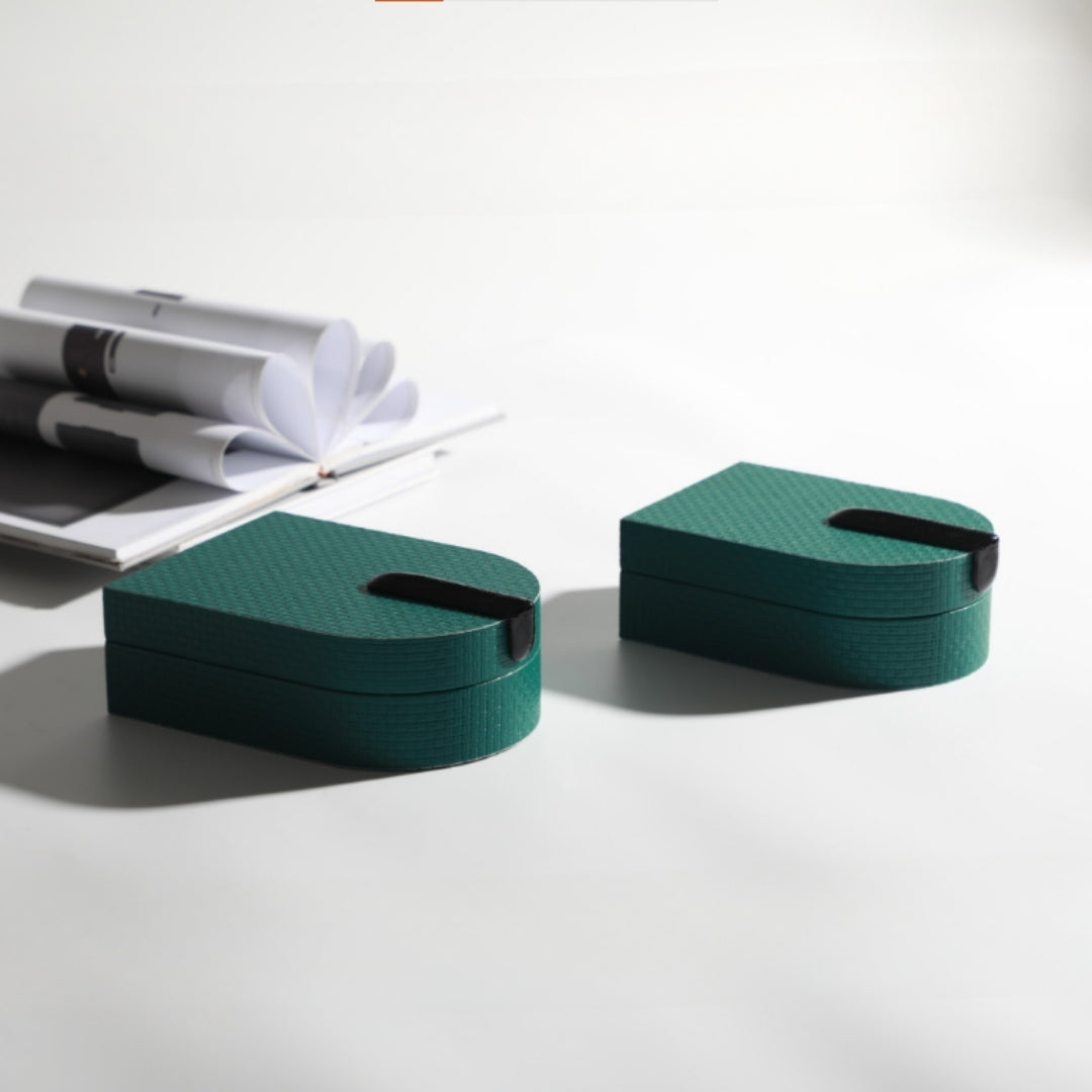Chic Green PU Leather and MDF Storage Box