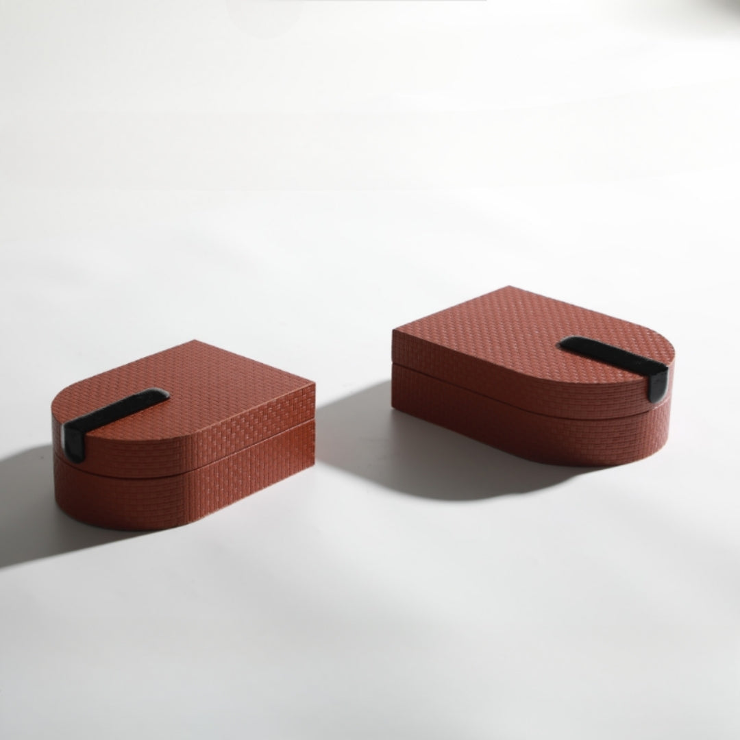 Chic Orange Red PU Leather and MDF Storage Box