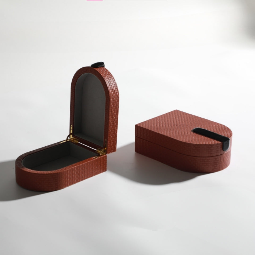 Chic Orange Red PU Leather and MDF Storage Box