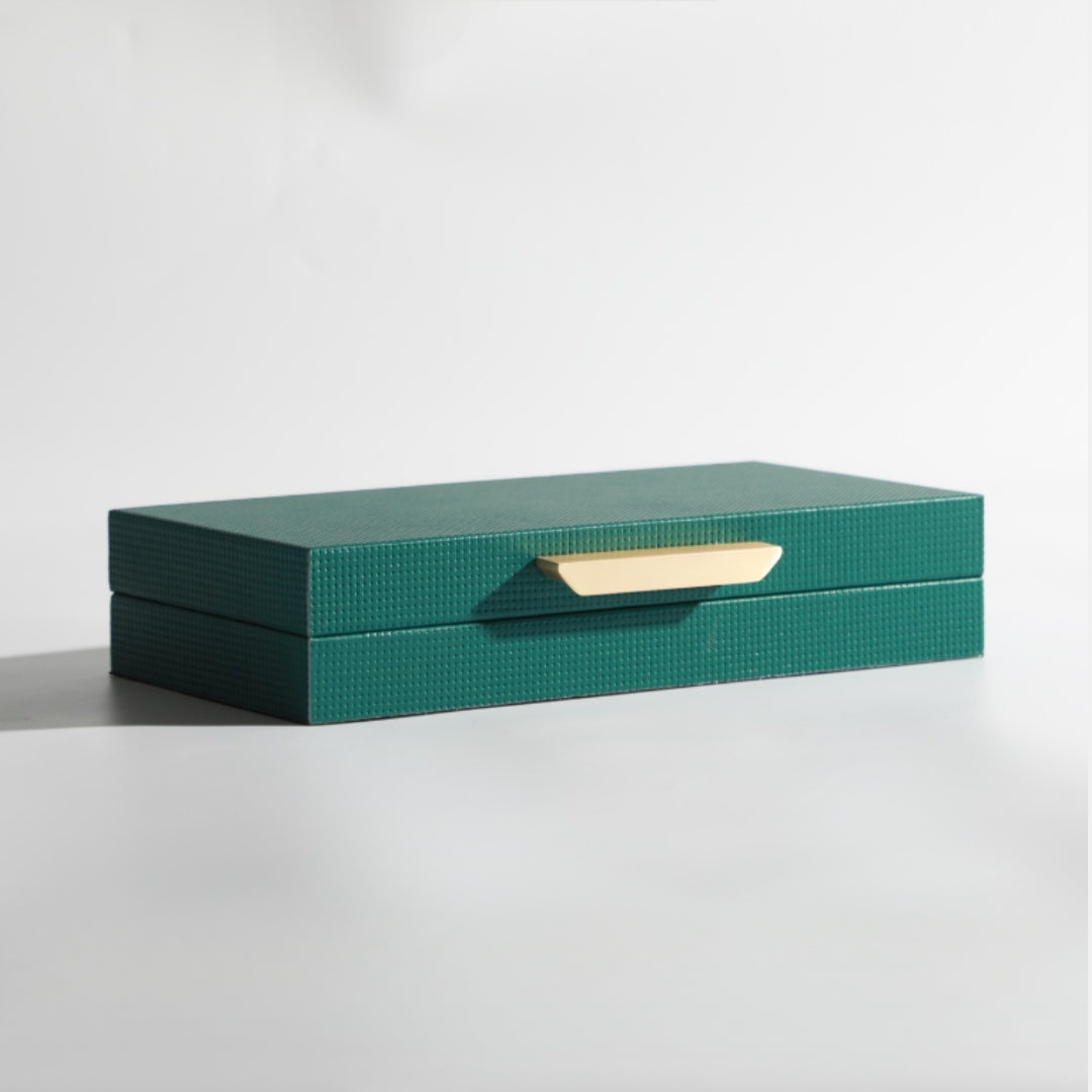 Sleek Green PU Leather, MDF, and Metal Storage Box