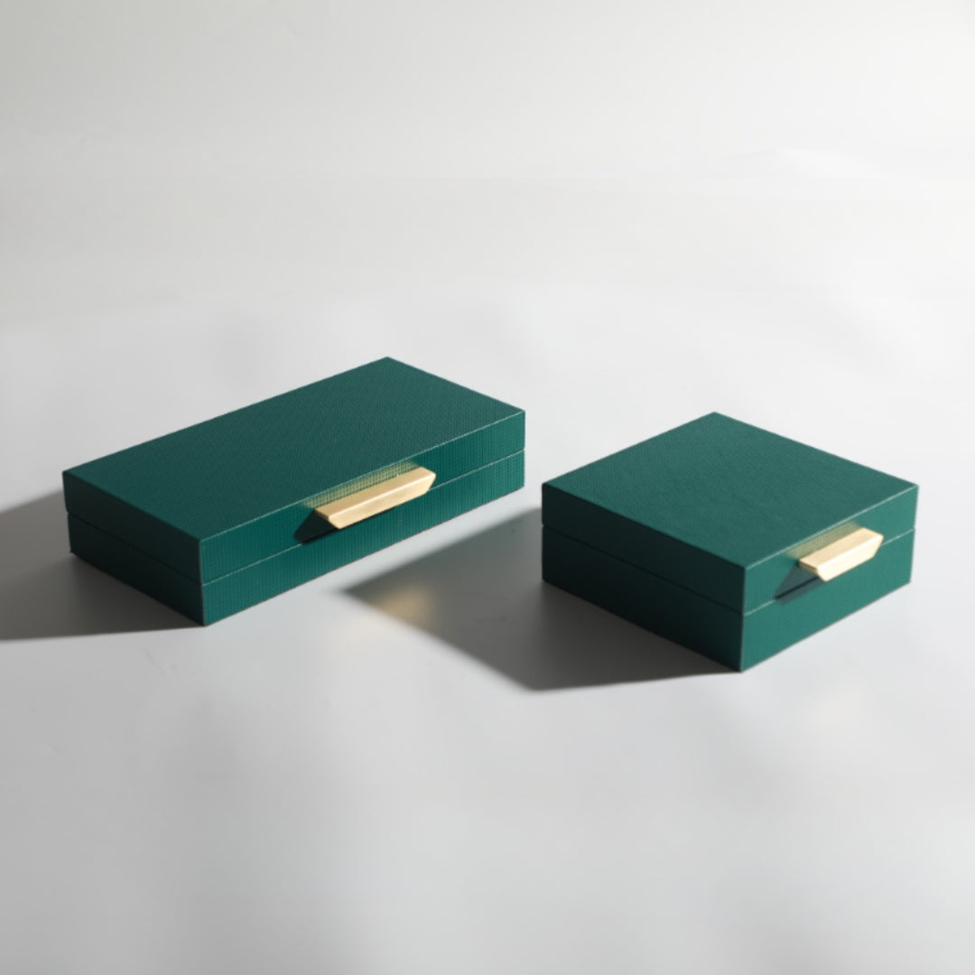 Sleek Green PU Leather, MDF, and Metal Storage Box