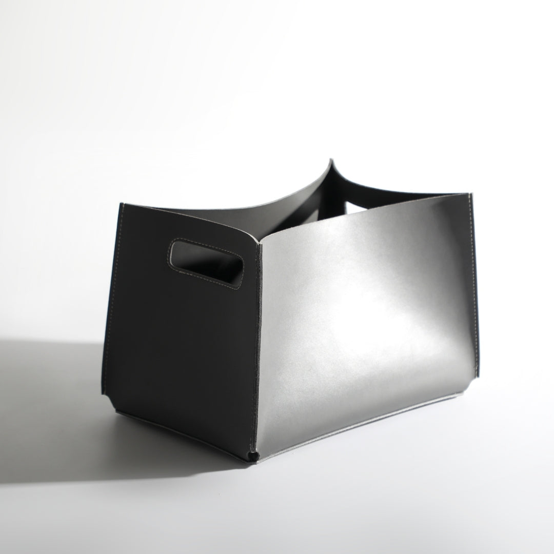 Sleek Storage Companion Grey Micro-Fiber Leather Storage Bag