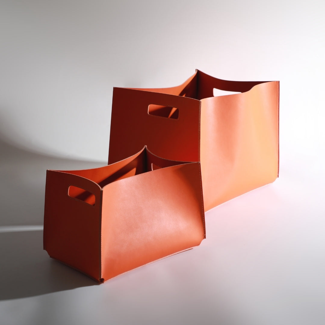 Vibrant Storage Elegance Orange Micro-Fiber Leather Storage Bag