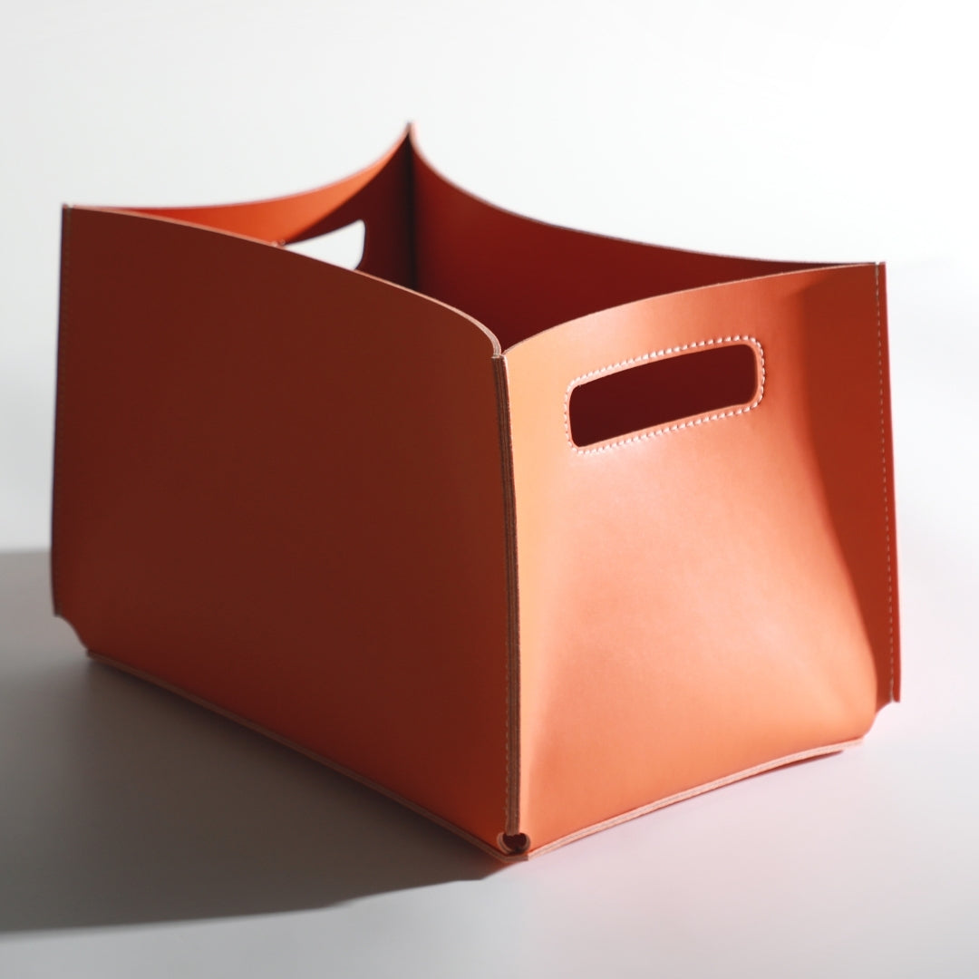 Vibrant Storage Elegance Orange Micro-Fiber Leather Storage Bag