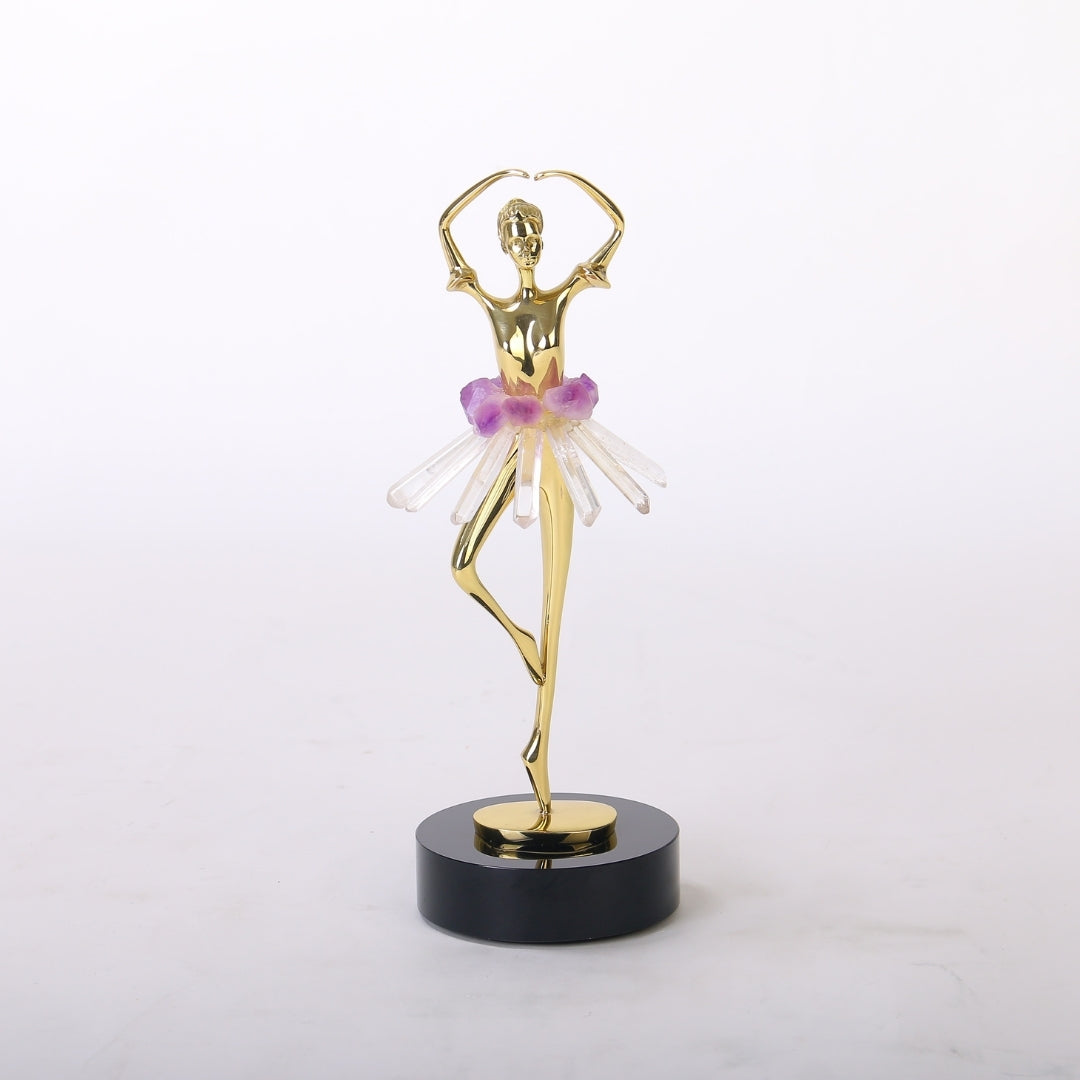 Dancing Dreams Purple Brass, Stone & Crystal Dancer Ornament