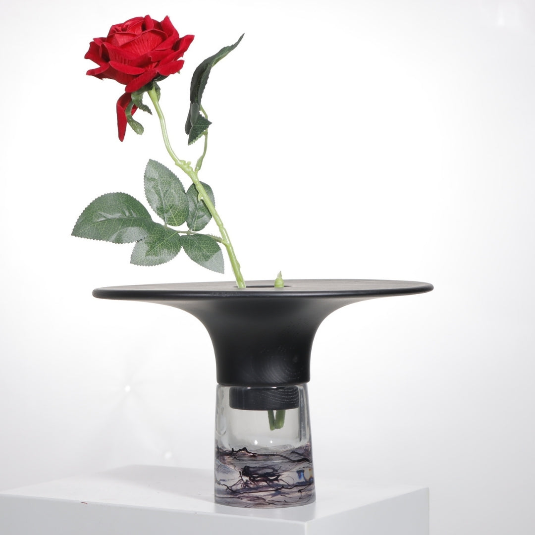 Noir Elegance Resin Vase