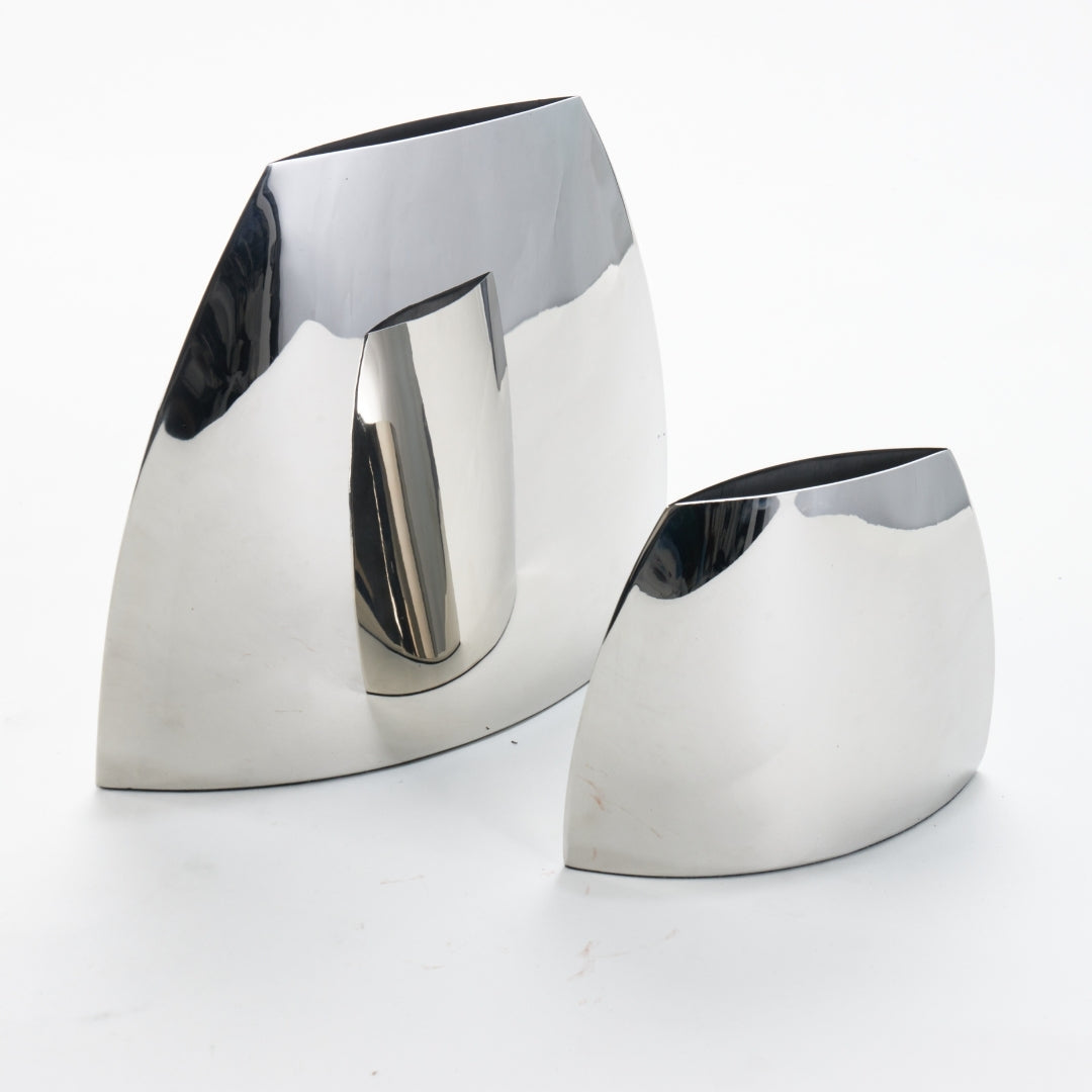 Majestic Silver Steel Statement Vase