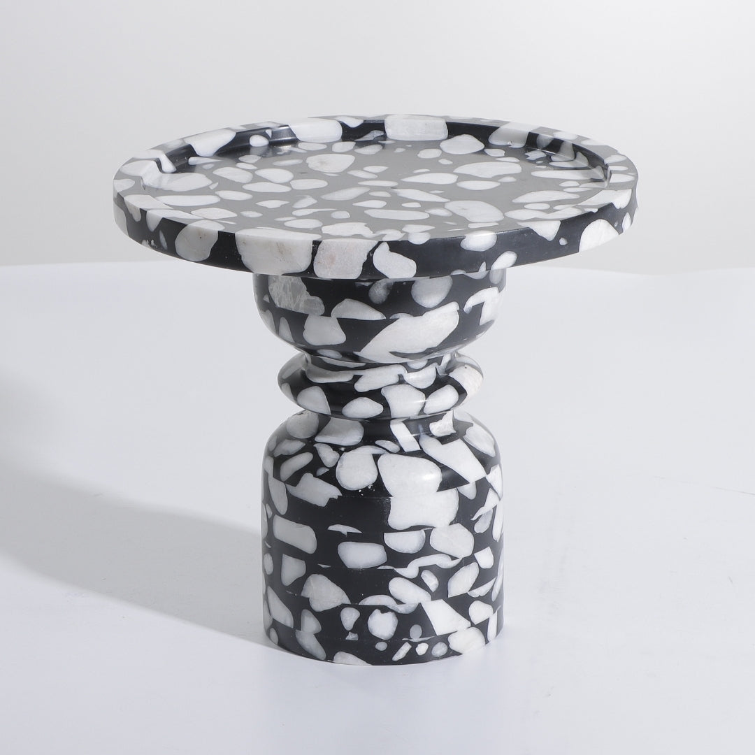 Ebony & Alabaster Marble Cake Decorative Tray