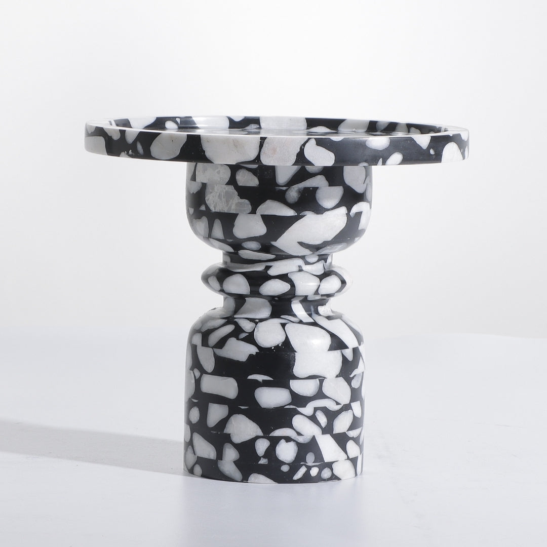 Ebony & Alabaster Marble Cake Decorative Tray