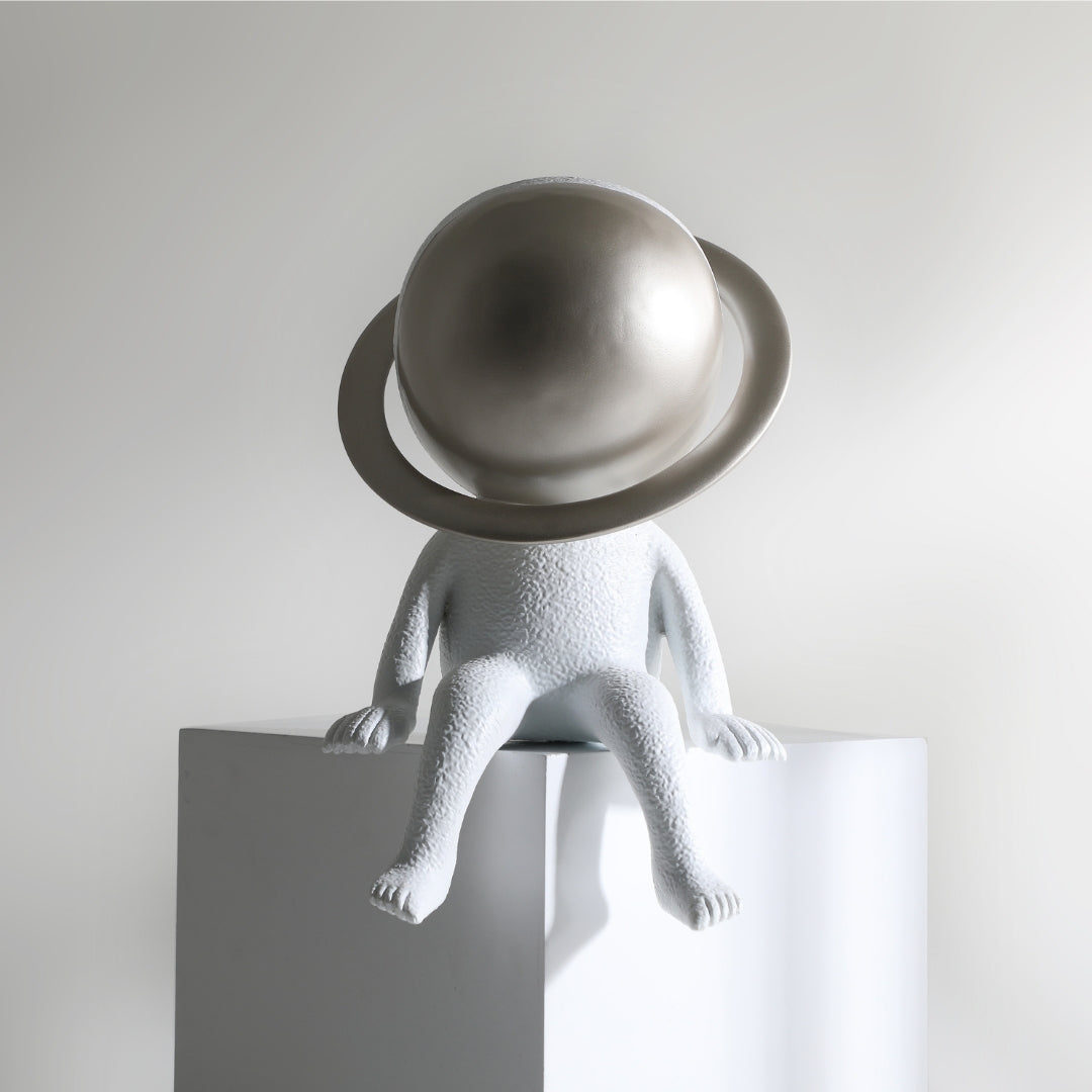 Harmony in Contrast Silver & White Resin Sculpture