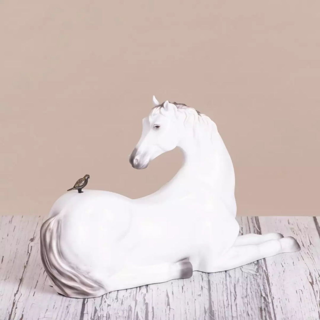 Equestrian Elegance Ivory Resin Horse Sculpture