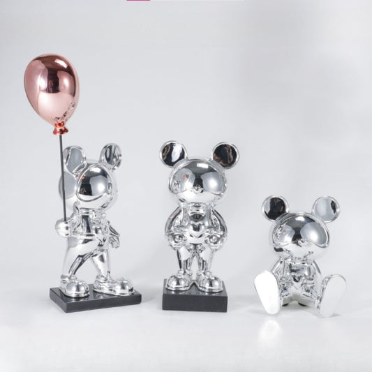 Whimsical Reverie Silver Resin Cartoon Sculpture