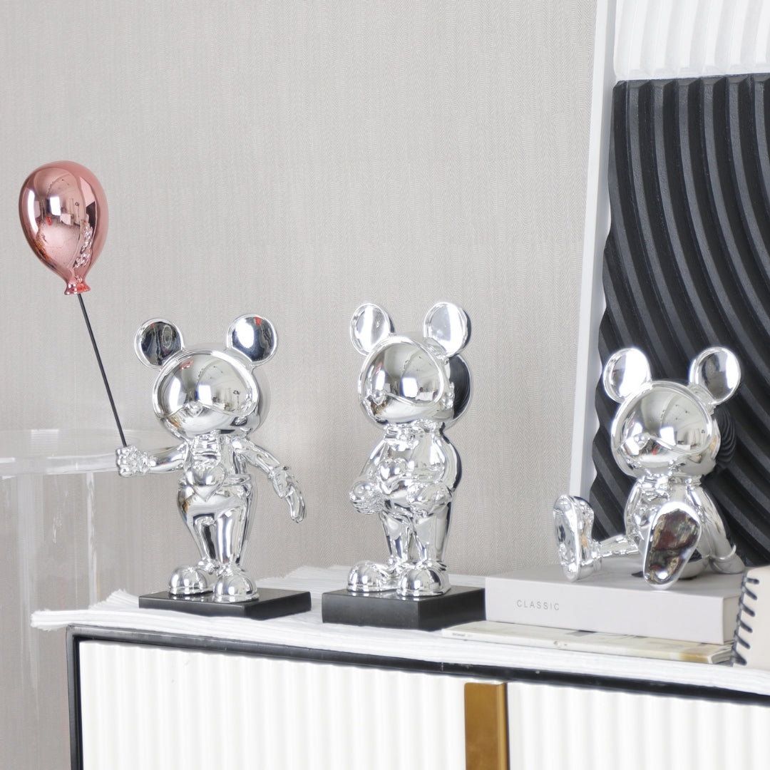 Whimsical Reverie Silver Resin Cartoon Sculpture