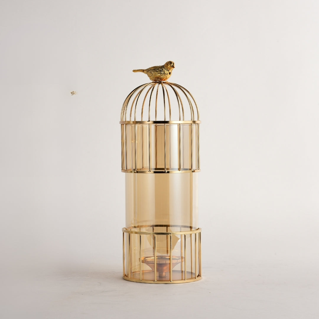 Gilded Lantern Candle Holder