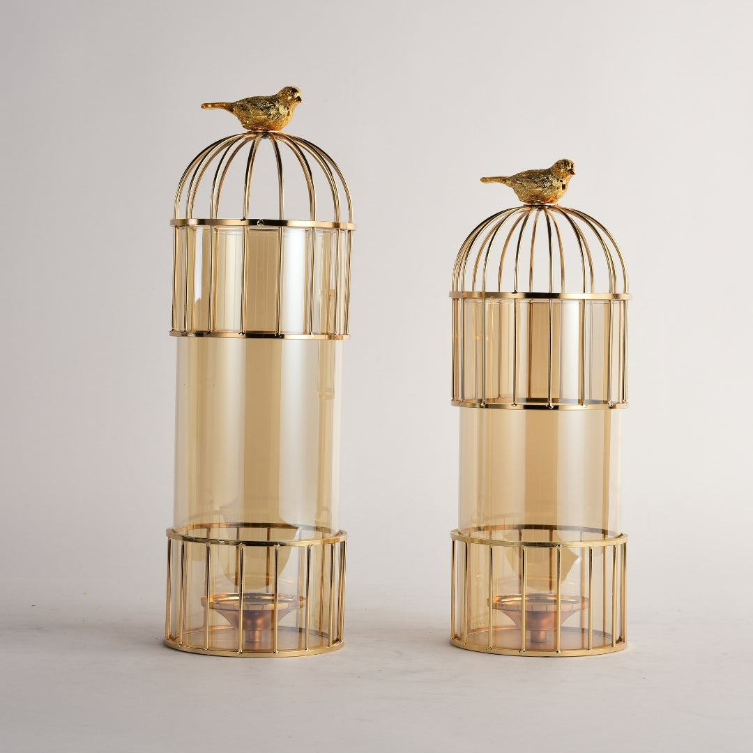 Gilded Lantern Candle Holder