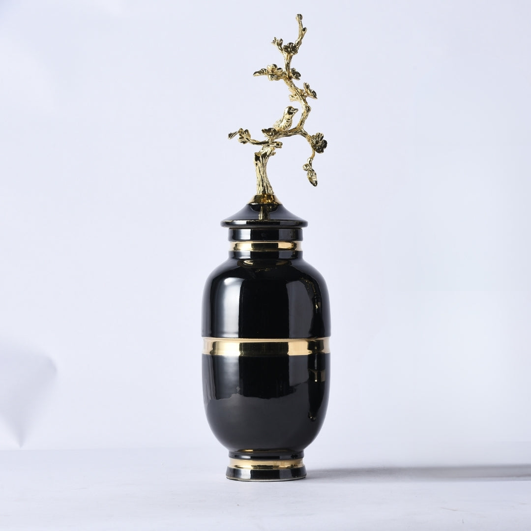 Gloden Midnight Bloom Decorative Vase
