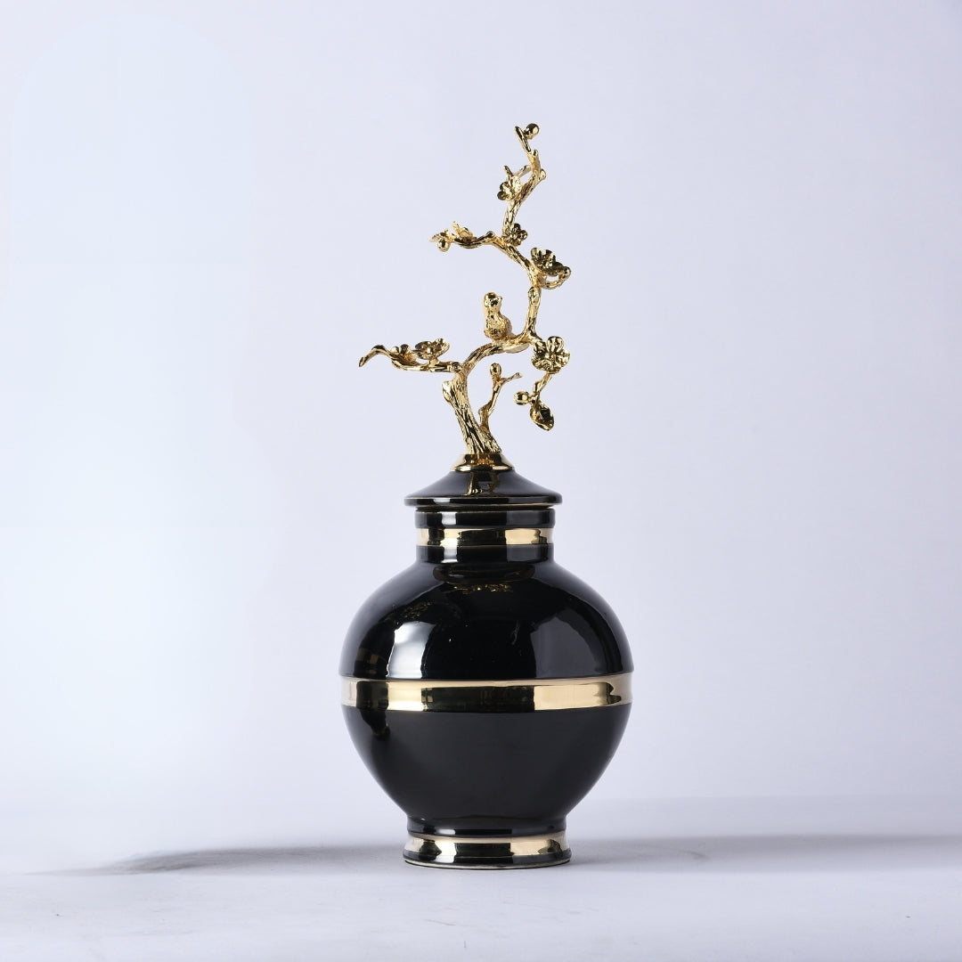 Gloden Midnight Bloom Decorative Vase