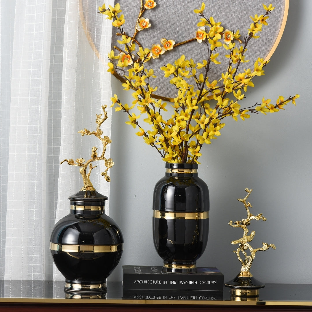 Gloden Midnight Bloom Decorative Vase