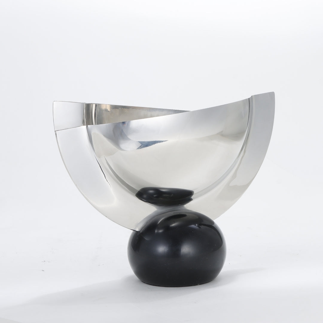 Marble & Steel Silver Showcase Vase