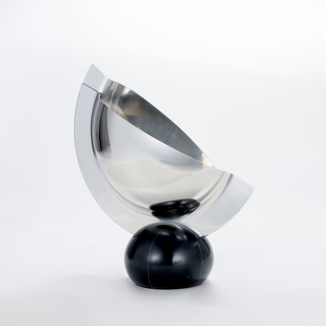 Black Marble & Steel Silver Elegance Vase