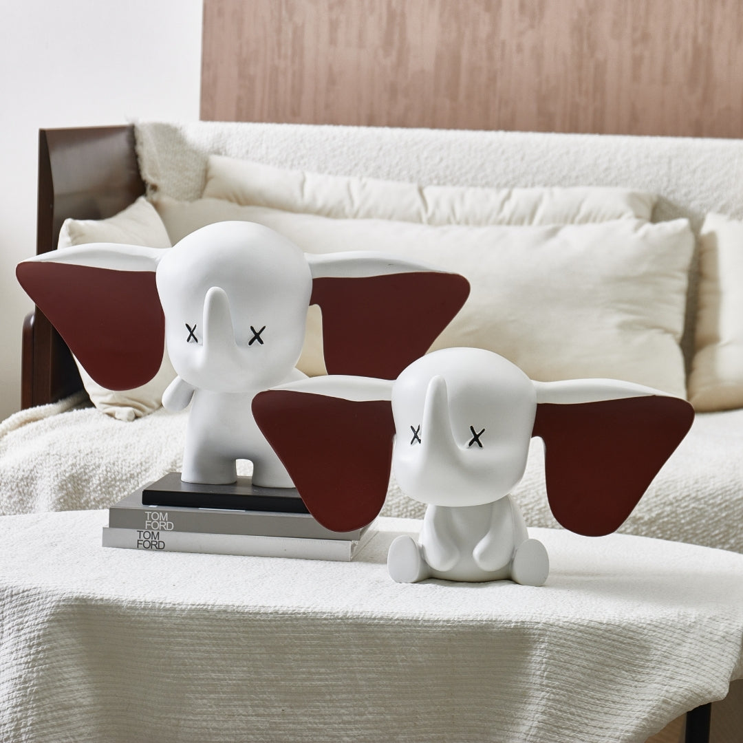 Majestic Ivory White Resin Elephant Sculpture