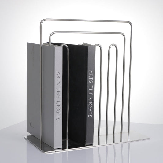 Modern Minimalism Silver Stainless Steel Magazine Holder