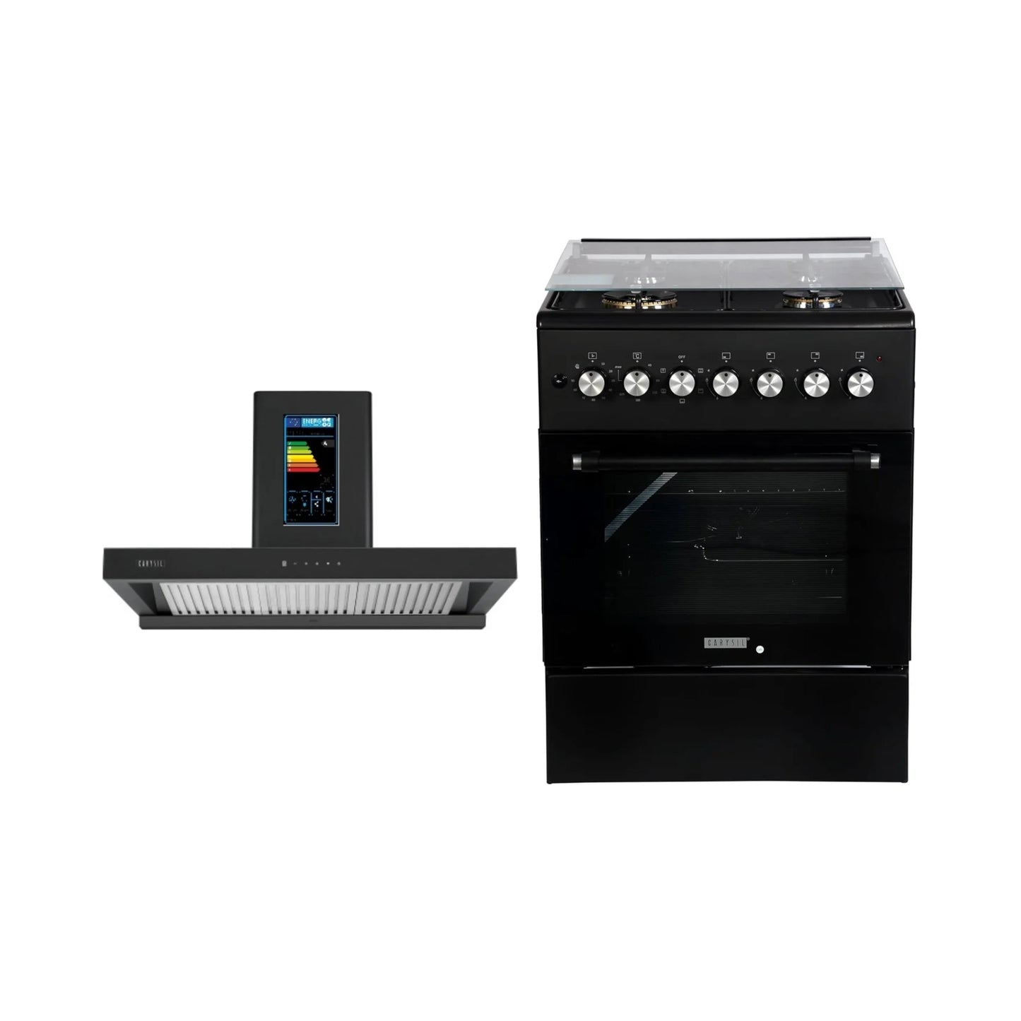 Carysil 60 cm Wall Mounted Chimney Energy Saving Chimney Berlin 60 + Carysil Cooking Range FSCR 04