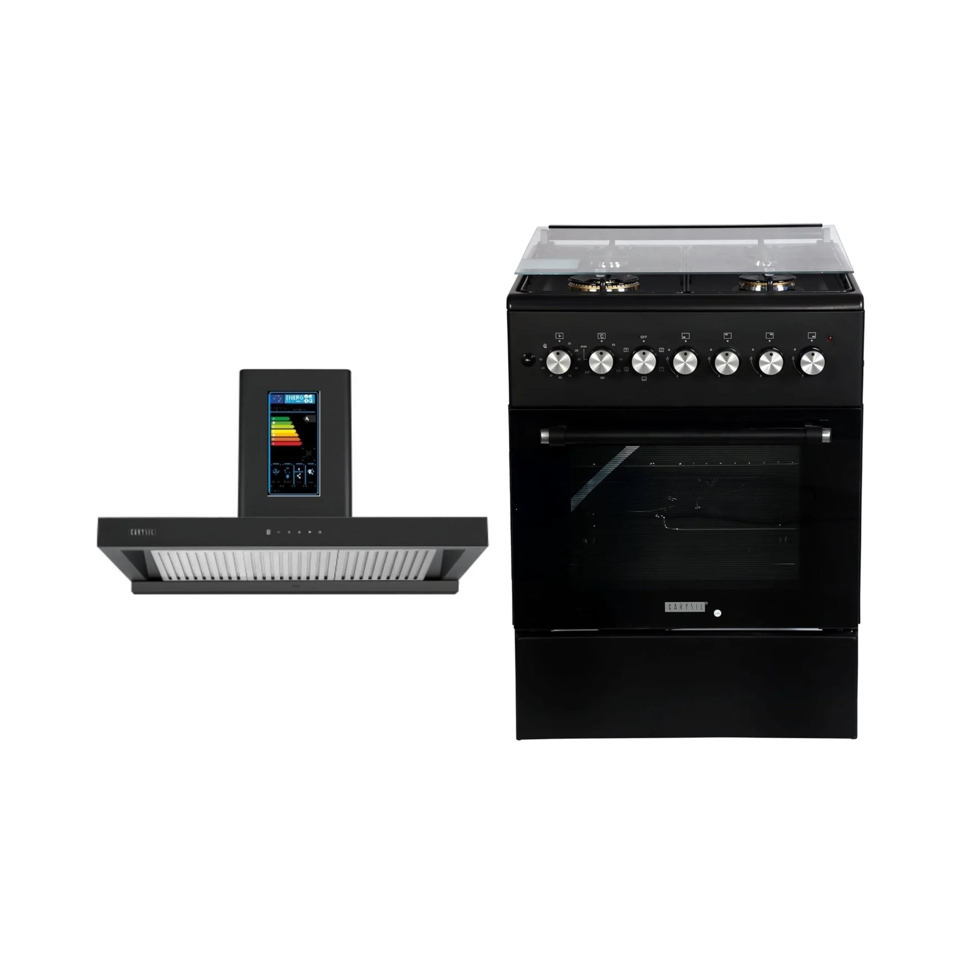 Carysil 60 cm Wall Mounted Chimney Energy Saving Chimney Berlin 60 + Carysil Cooking Range FSCR 04