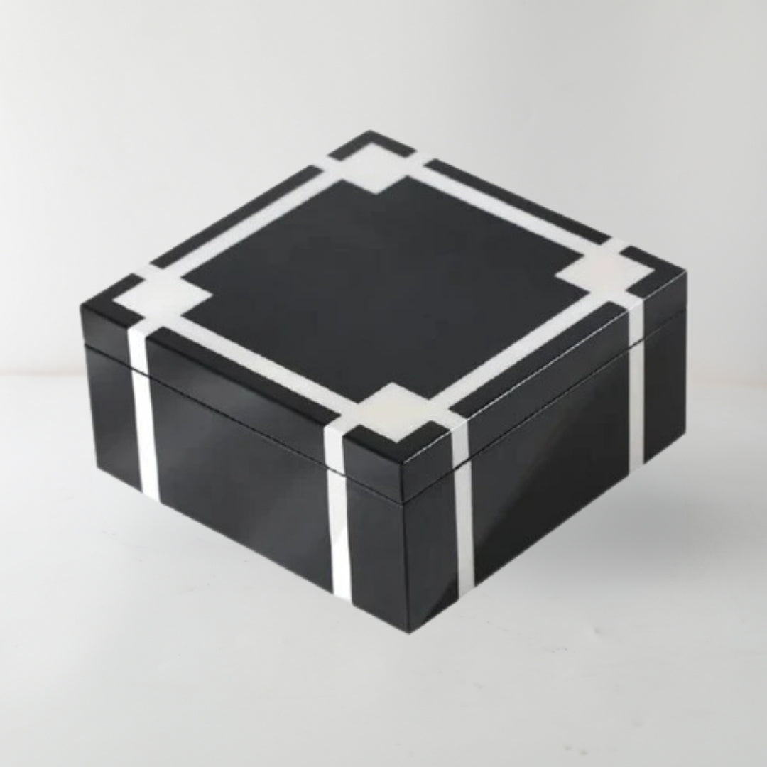 Chic Black & White MDF Jewelery Box Storage Box