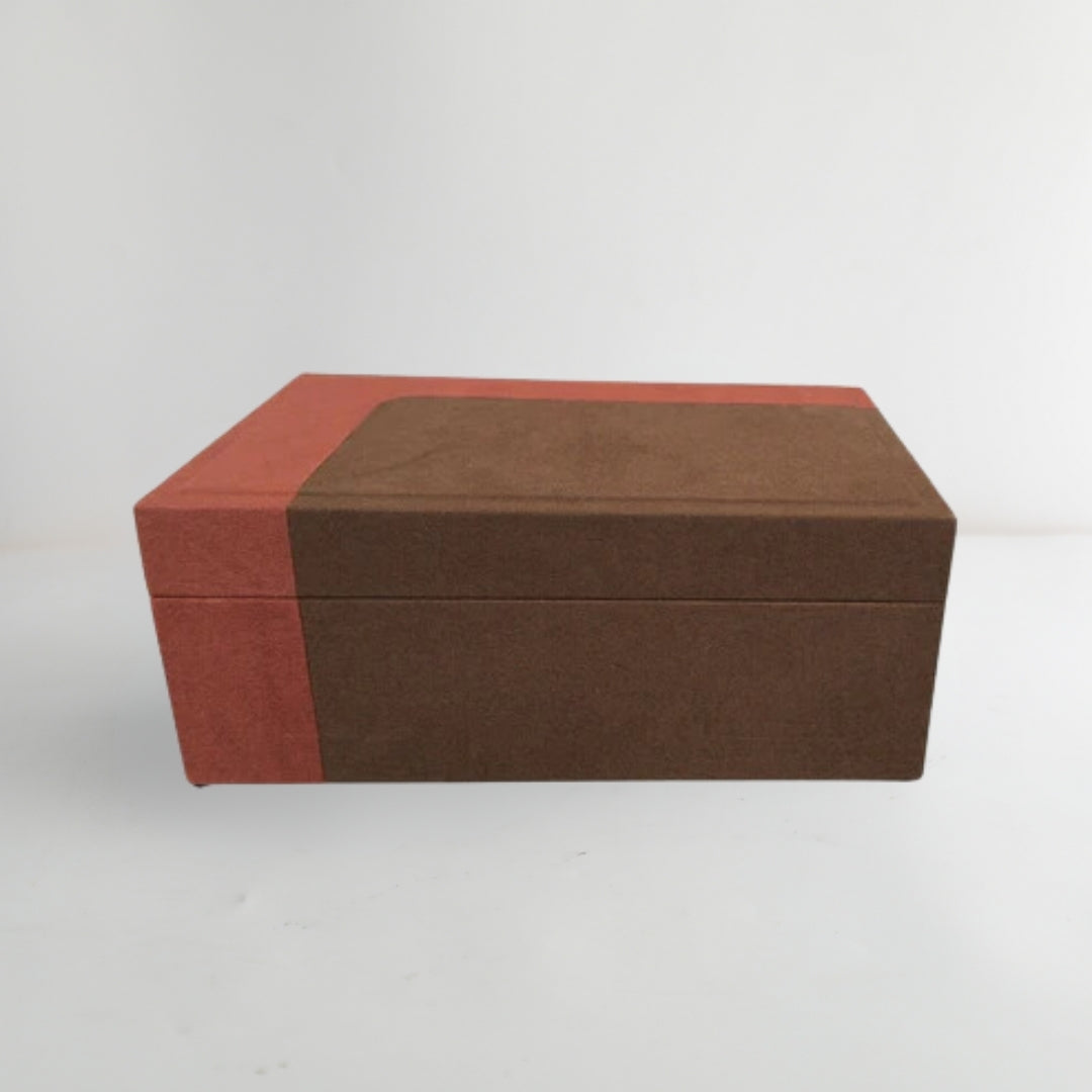 Chic Coffee & Orange MDF and Leather Storage Box