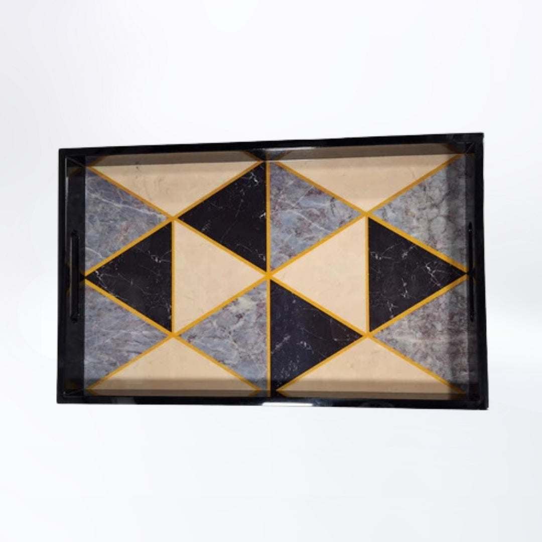 Chic Geometrics Triangular Wooden Decorative Tray