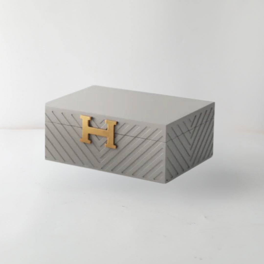Contemporary Matt Grey MDF and Metal Storage Box
