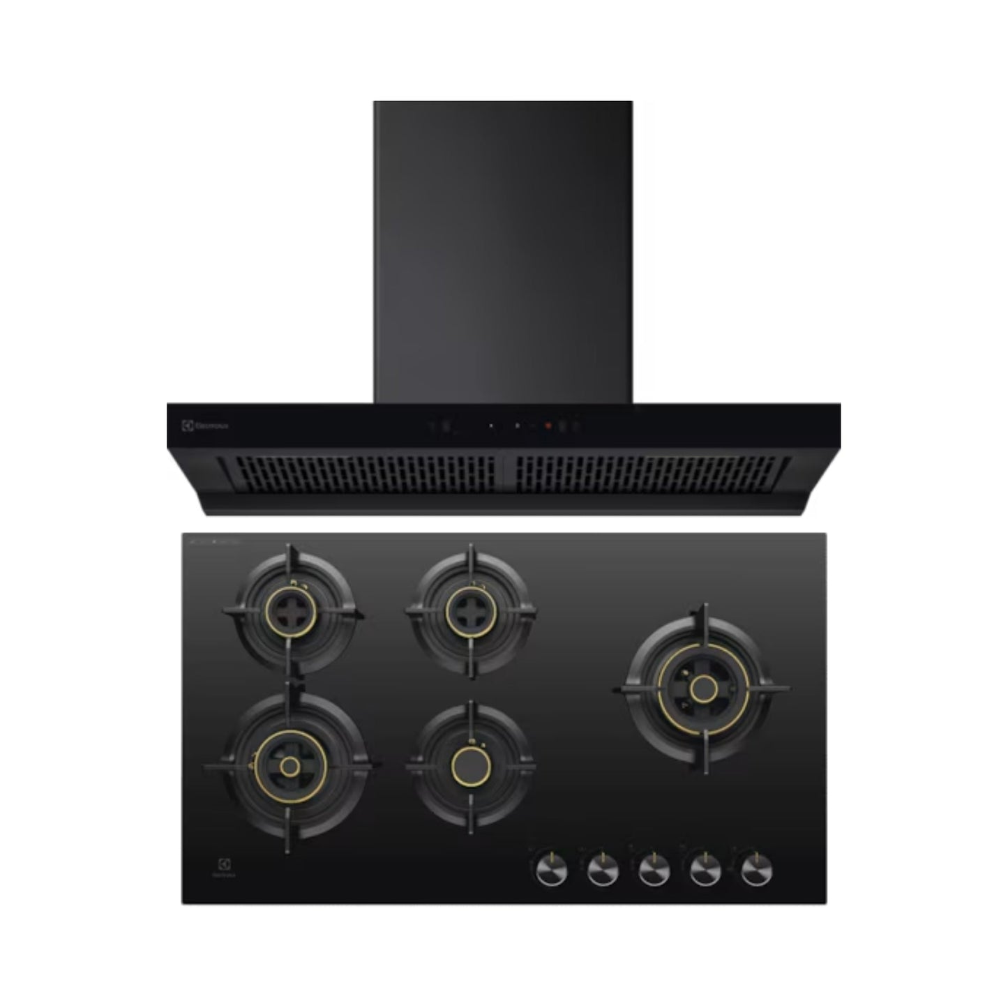 Electrolux 90 cm Wall Mounted Chimney UltimateTaste 700 Series ECT9841KB + Electrolux 90 cm 5 Burner Hob UltimateTaste 300 EHG9530BC