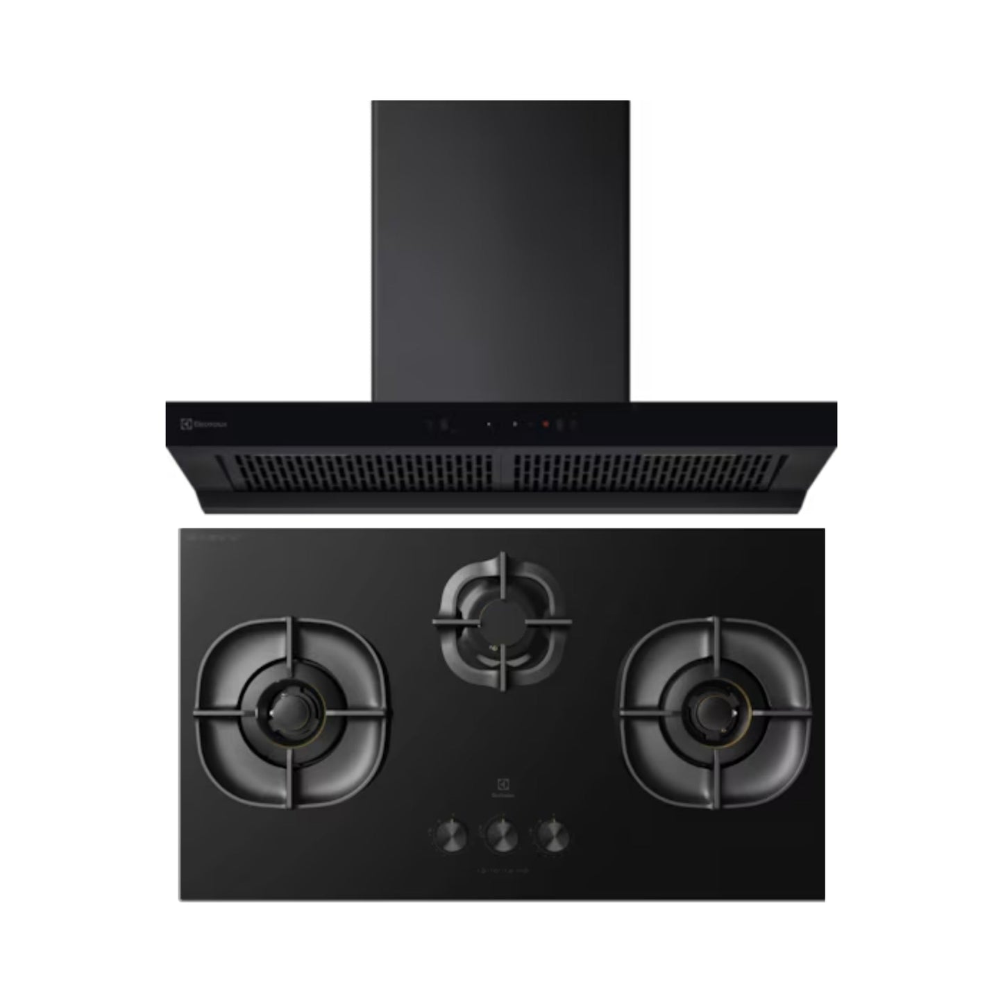 Electrolux 90 cm Wall Mounted Chimney UltimateTaste 700 Series ECT9841KB + Electrolux 90 cm 3 Burner Hob UltimateTaste 700 EHG9351BC