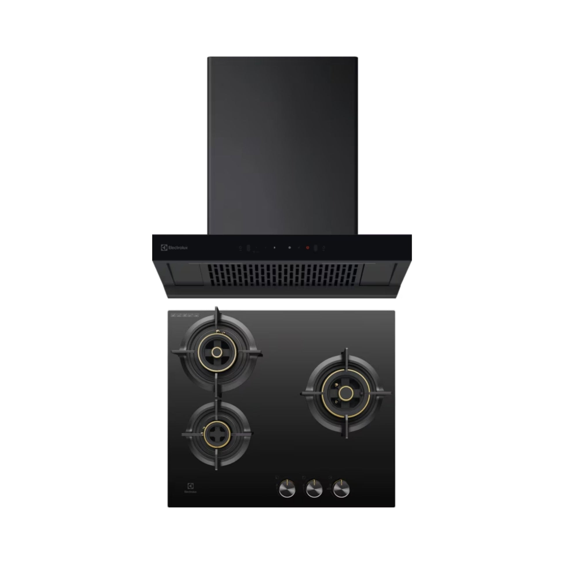 Electrolux 60 cm Wall Mounted Chimney UltimateTaste 700 Series ECT6841KB + Electrolux 60 cm 3 Burner Hob UltimateTaste 300 EHG6330BC