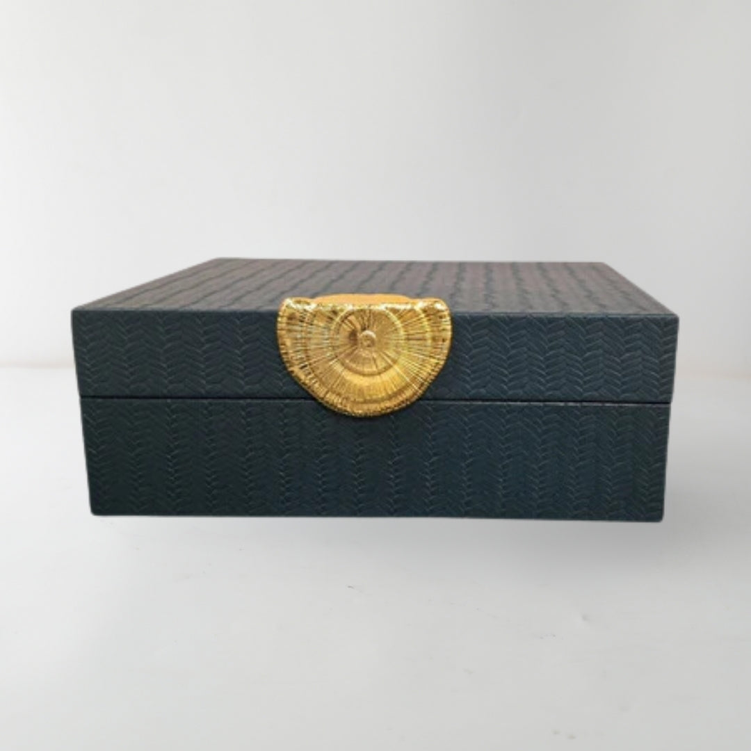 Elegant Navy Blue PU Leather Storage Box