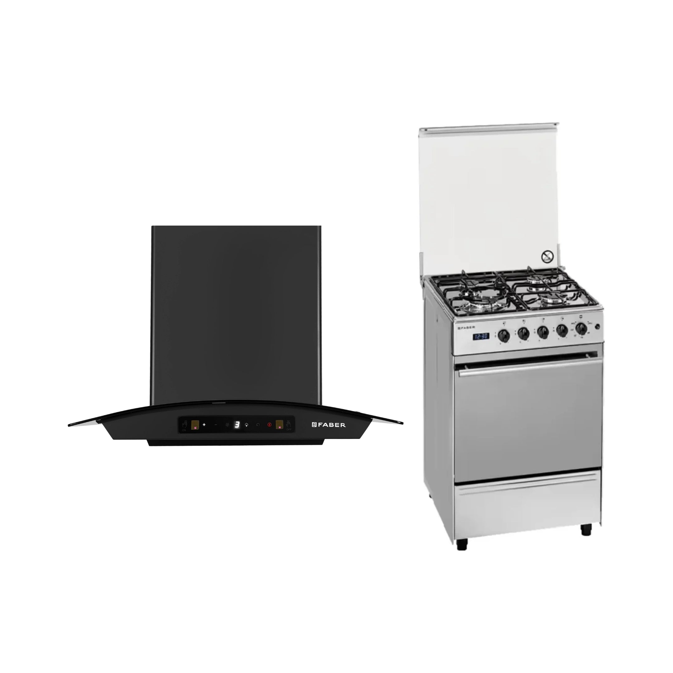 Faber 60 cm Wall Mounted Chimney Zeal Series HOOD ZEAL BLDC HC SC FL BK IN 60 C + Faber Cooking Range FCR 52L 4B BEG