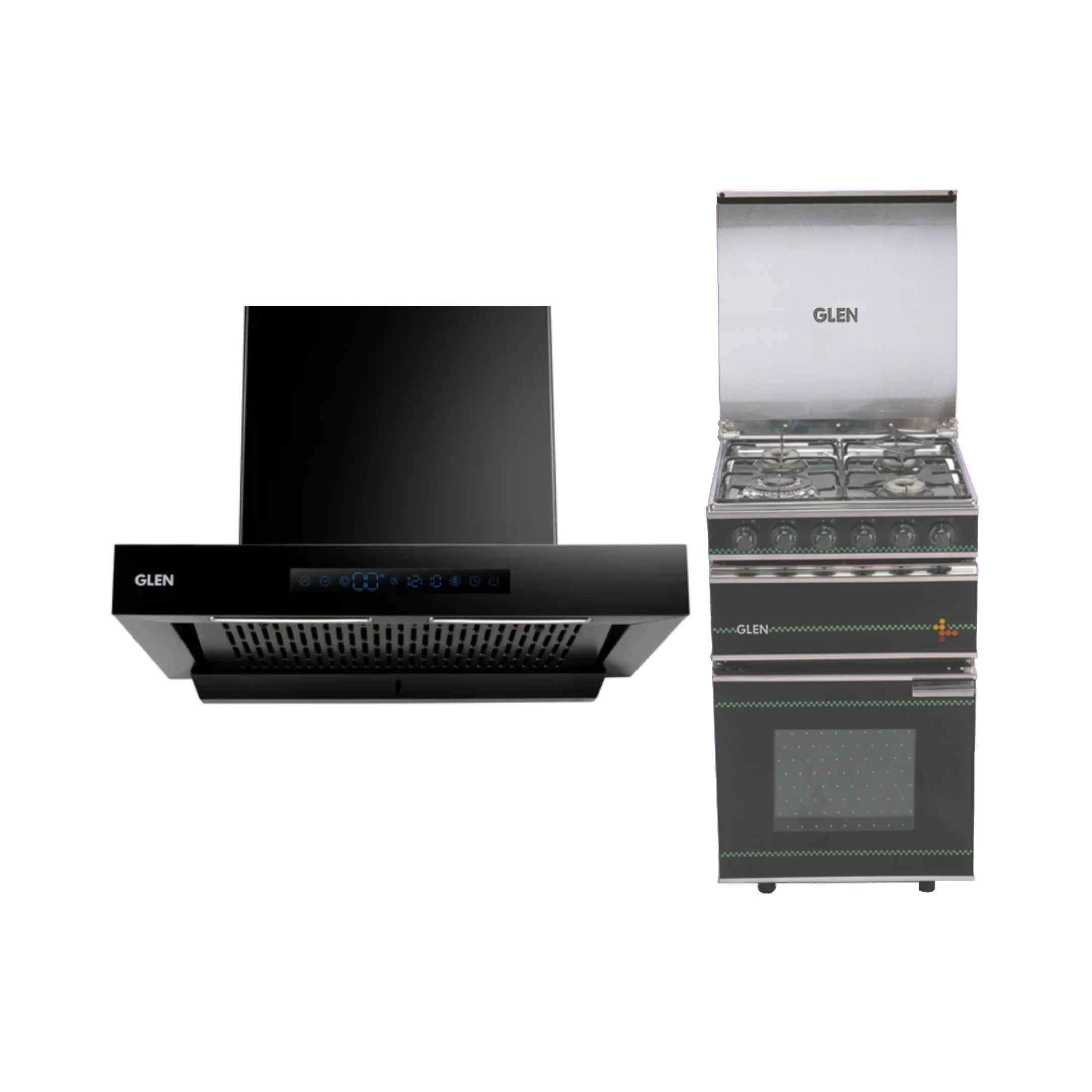 Glen 60 cm Wall Mounted Chimney Filterless Series CH 6053 BL BLDC AC 60 + Glen Cooking Range CR 2011 SS TR