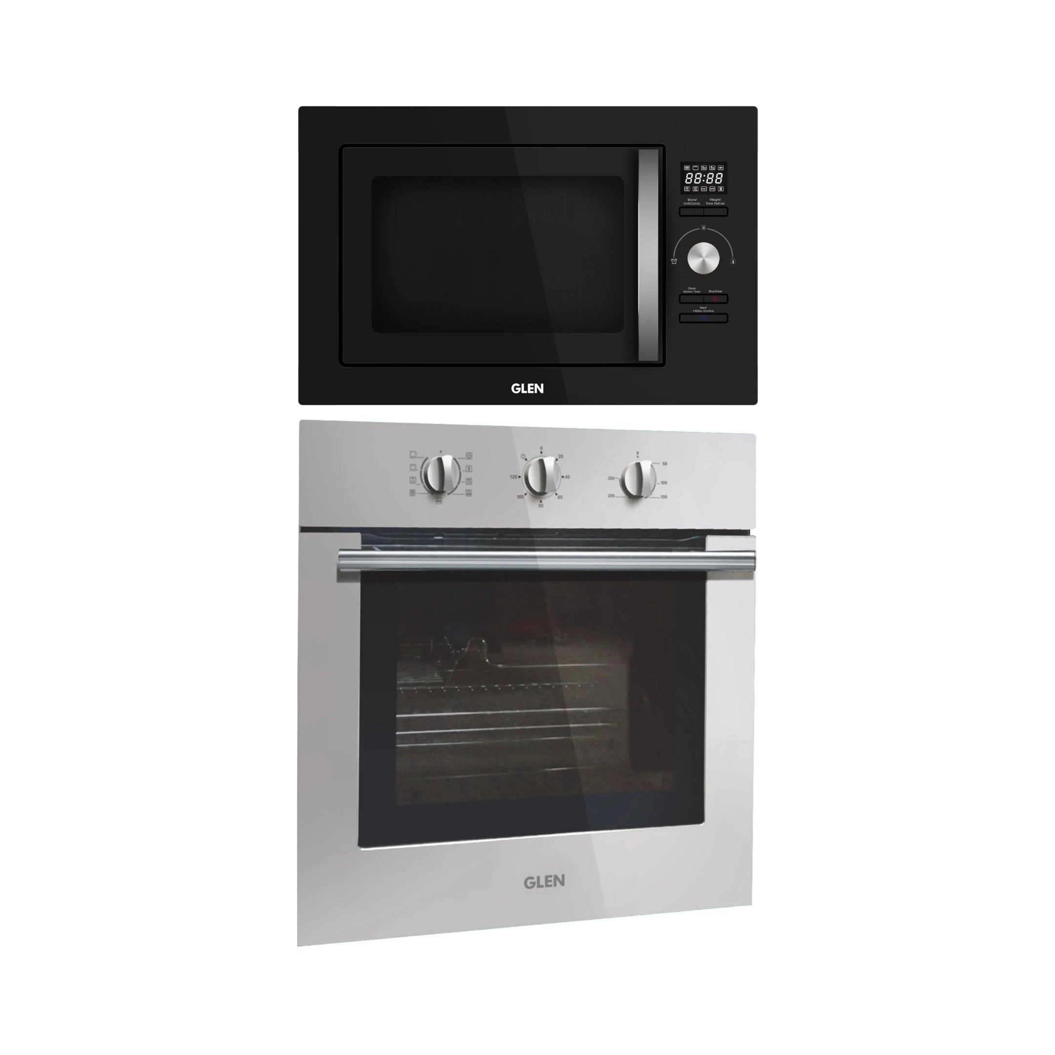 Glen Built In Oven BO 660 MR TURBO BLACK + Glen Built-In Convection Microwave MO 674
