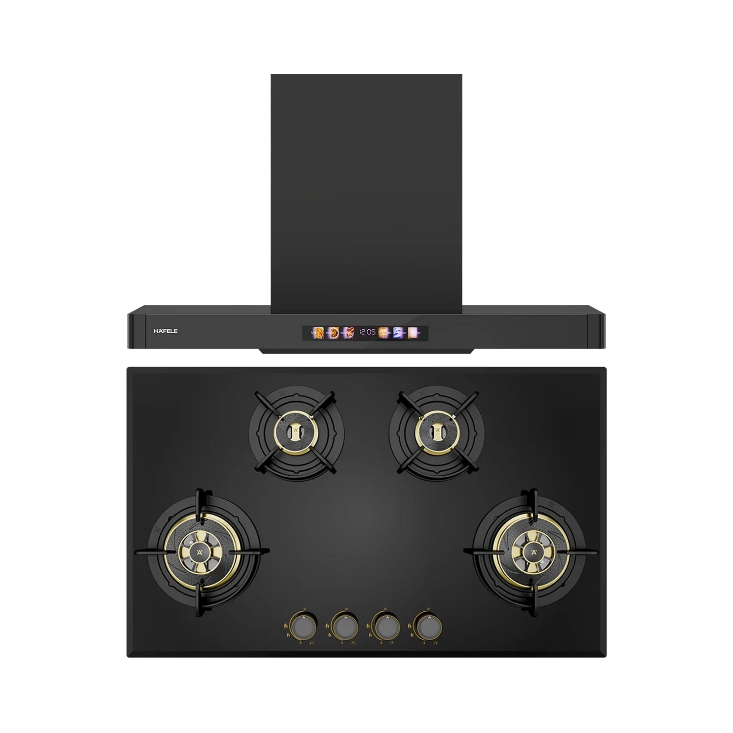 Hafele 90 cm Wall Mounted Chimney TERESA T-90 BLDC + Hafele 86 cm 4 Burner Hob Altius Plus Series ALTIUS PLUS 490