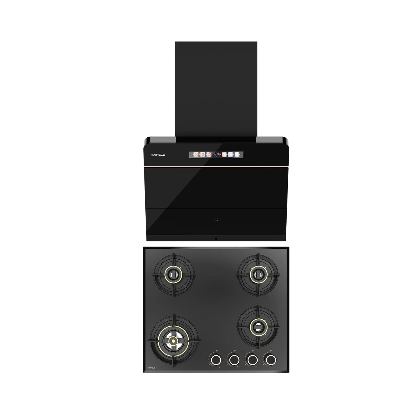 Hafele 60 cm Wall Mounted Chimney TERESA NEO I-60 BLDC + Hafele 60 cm 4 Burner Hob Altius Series ALTIUS FS 460