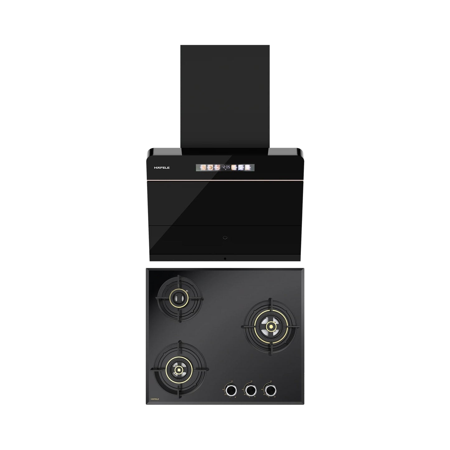 Hafele 60 cm Wall Mounted Chimney TERESA NEO I-60 BLDC + Hafele 60 cm 3 Burner Hob Altius Series ALTIUS FS 360