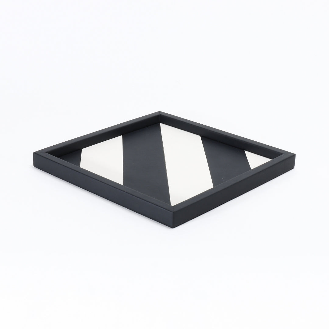 HarmonyStripe Opulence Leather Decorative Tray