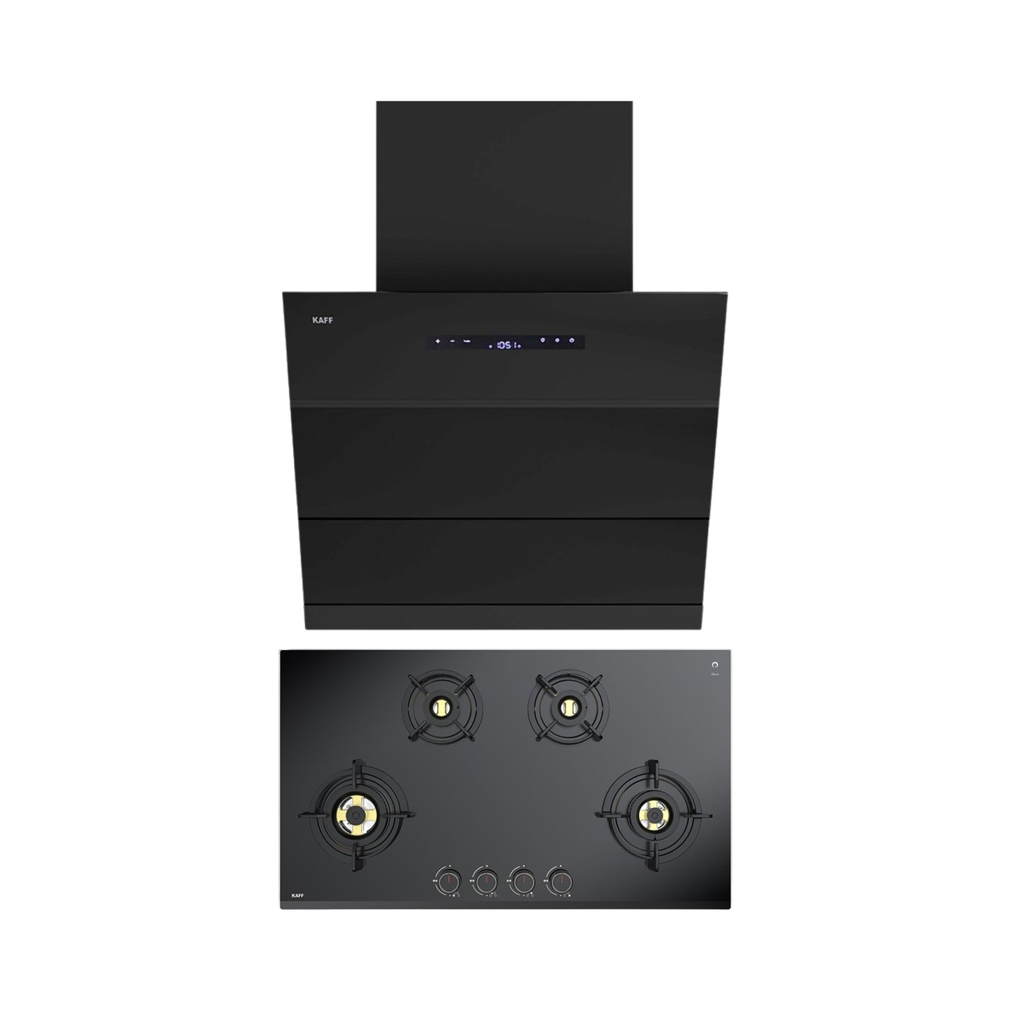 Kaff 75 cm Wall Mounted Chimney LYNN 75 DC BLDC + Kaff 80 cm 4 Burner Hob Infra INF 804