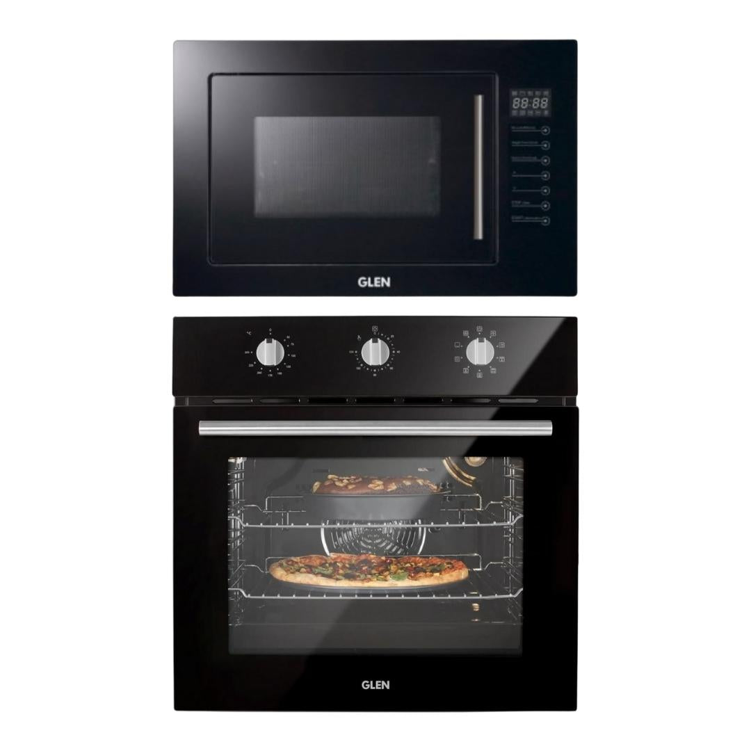 Glen Built In Oven BO 651 MRT BLACK + Glen Built-In Microwave MO 675
