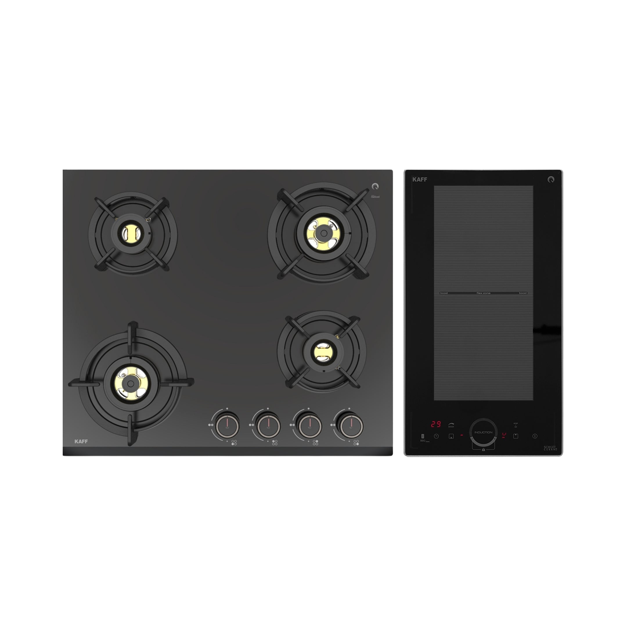 Kaff 60 cm 4 Burner Hob Ashford ASF 604 + Kaff 2 Zones Induction Hob IND 32